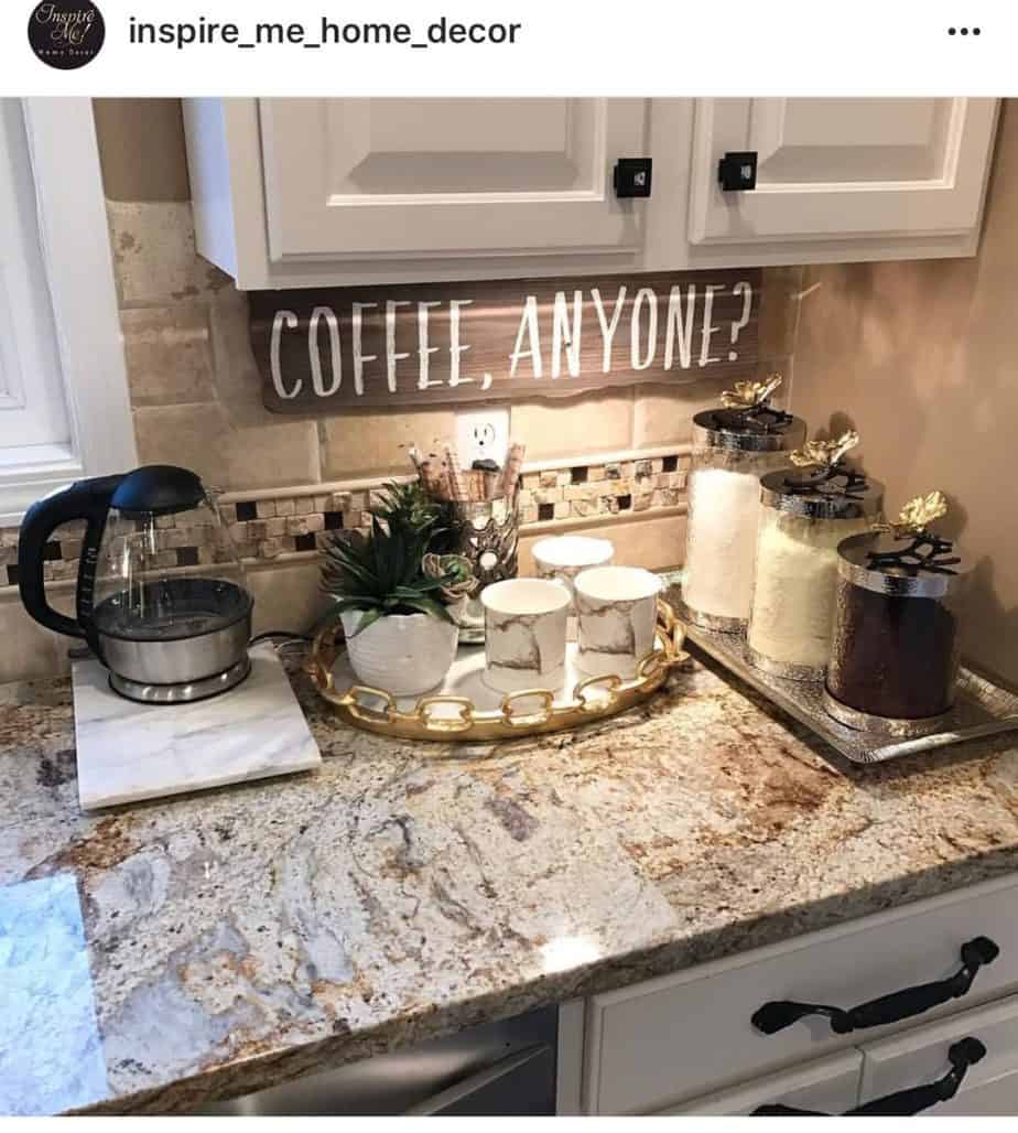 diy coffee bar on kitchen counter