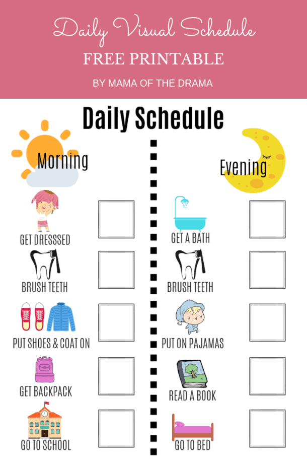 fun visual daily schedule for kids